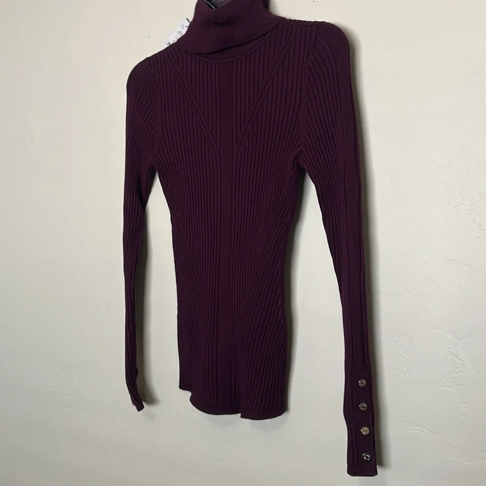 WHBM Plum Noir Ribbed Turtleneck Sweater - Picture 2 of 13